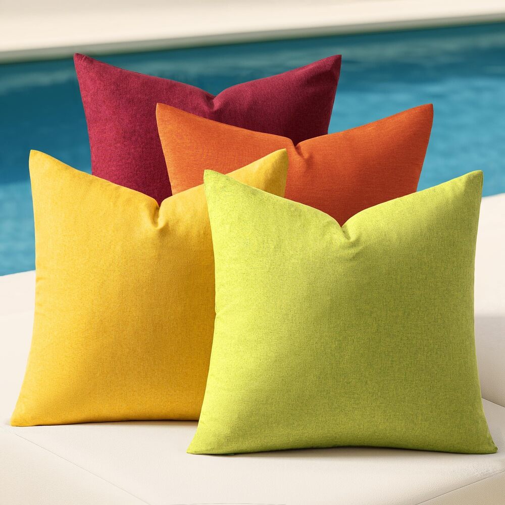 5946 Pack of 4 Decorative Outdoor Throw Pillow Covers Linen Waterproof